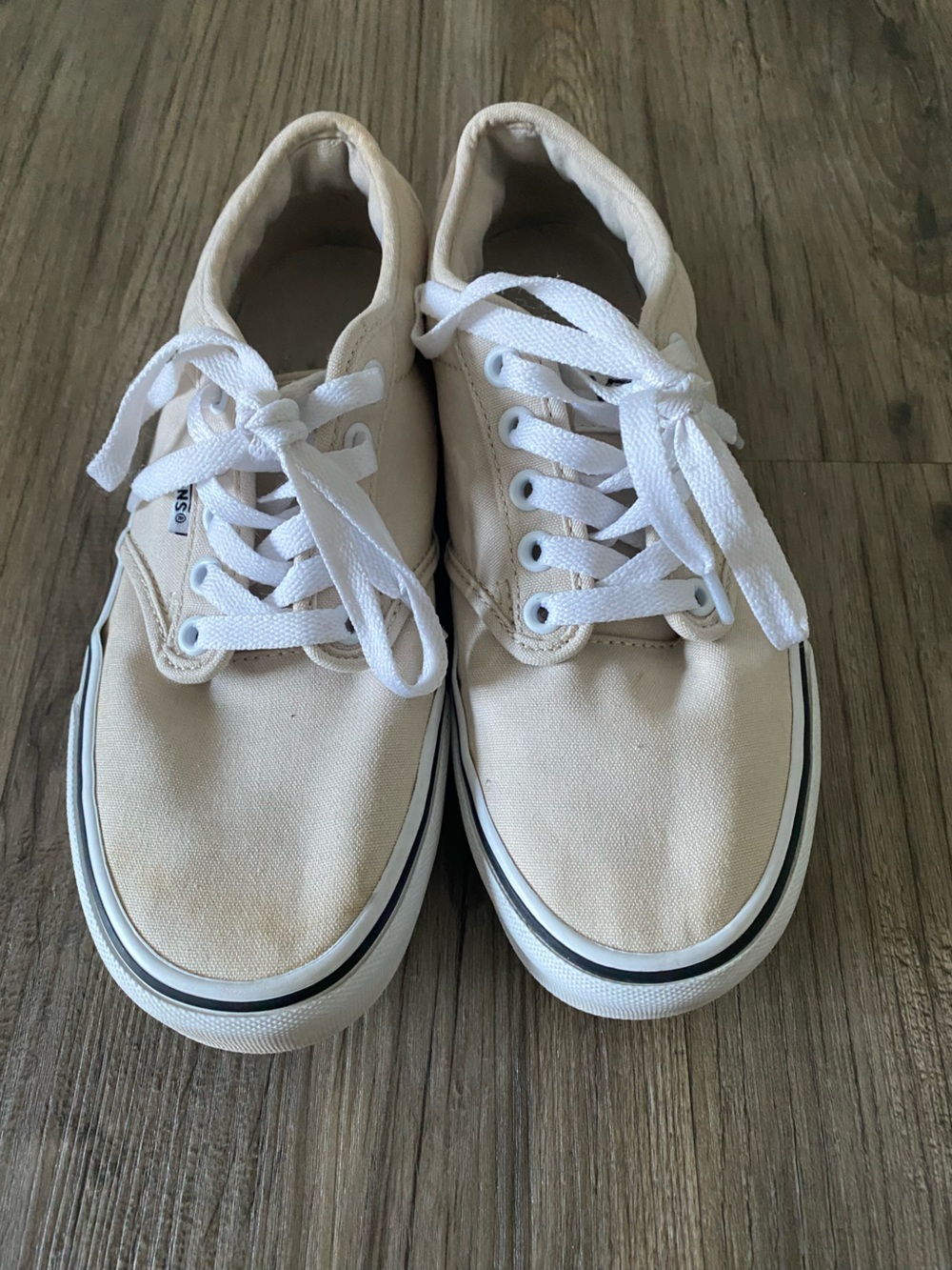 Vans Low-Top Canvas Sneakers in Cream and White